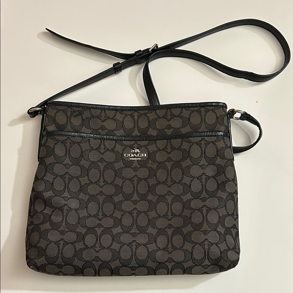 Coach Signature Black and Brown Crossbody Bag